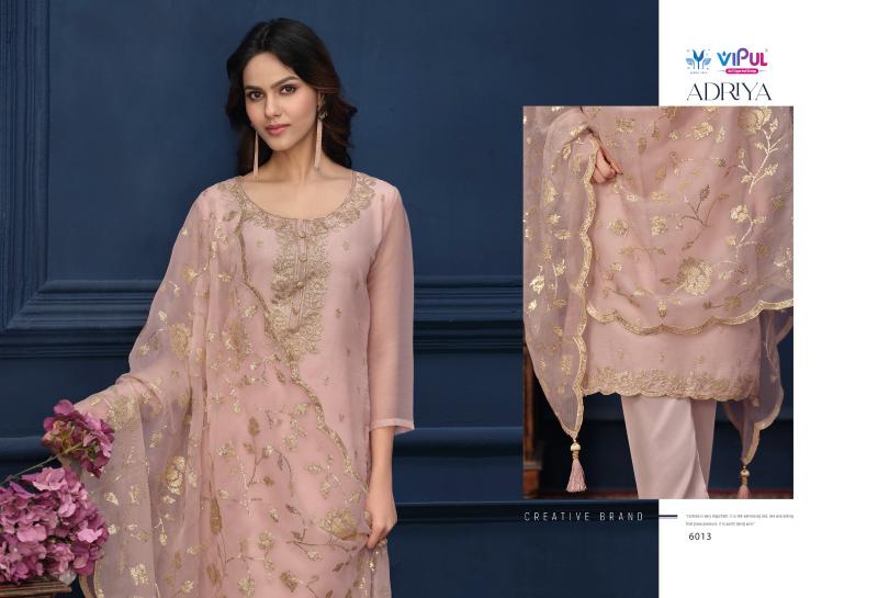 VIPUL ADRIYA Organza Chiffon With Embroidered Work Salwar Kameez Wholesale Catalog