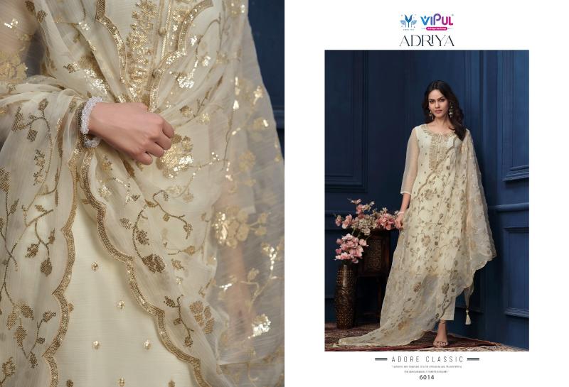 VIPUL ADRIYA Organza Chiffon With Embroidered Work Salwar Kameez Wholesale Catalog