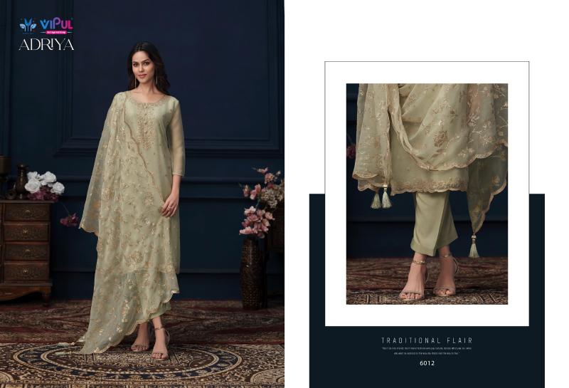VIPUL ADRIYA Organza Chiffon With Embroidered Work Salwar Kameez Wholesale Catalog