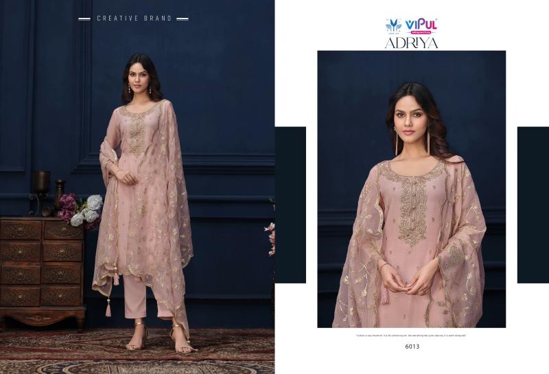VIPUL ADRIYA Organza Chiffon With Embroidered Work Salwar Kameez Wholesale Catalog