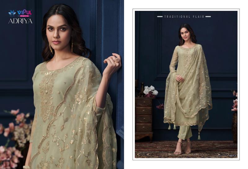 VIPUL ADRIYA Organza Chiffon With Embroidered Work Salwar Kameez Wholesale Catalog