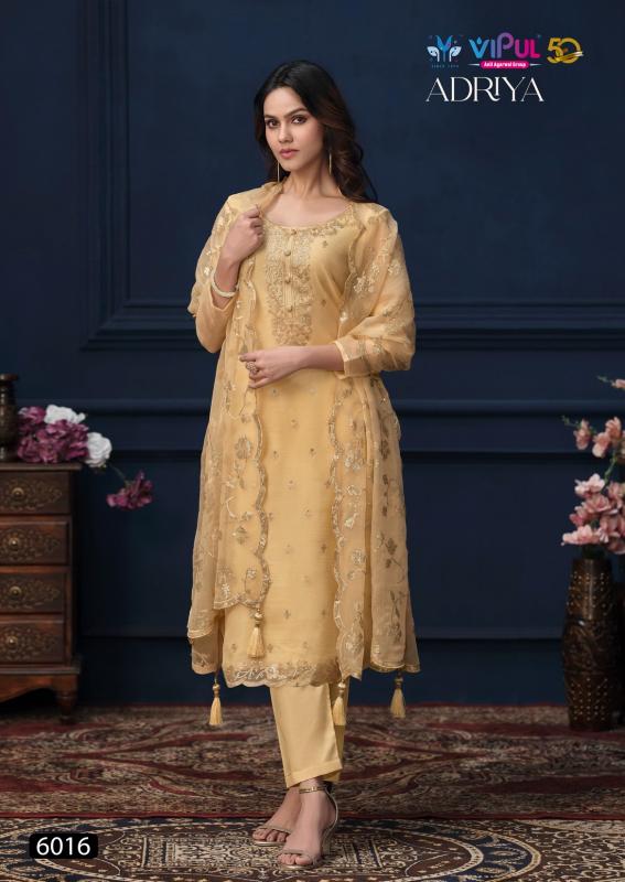 VIPUL ADRIYA Organza Chiffon With Embroidered Work Salwar Kameez Wholesale Catalog