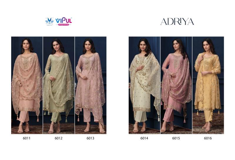 VIPUL ADRIYA Organza Chiffon With Embroidered Work Salwar Kameez Wholesale Catalog