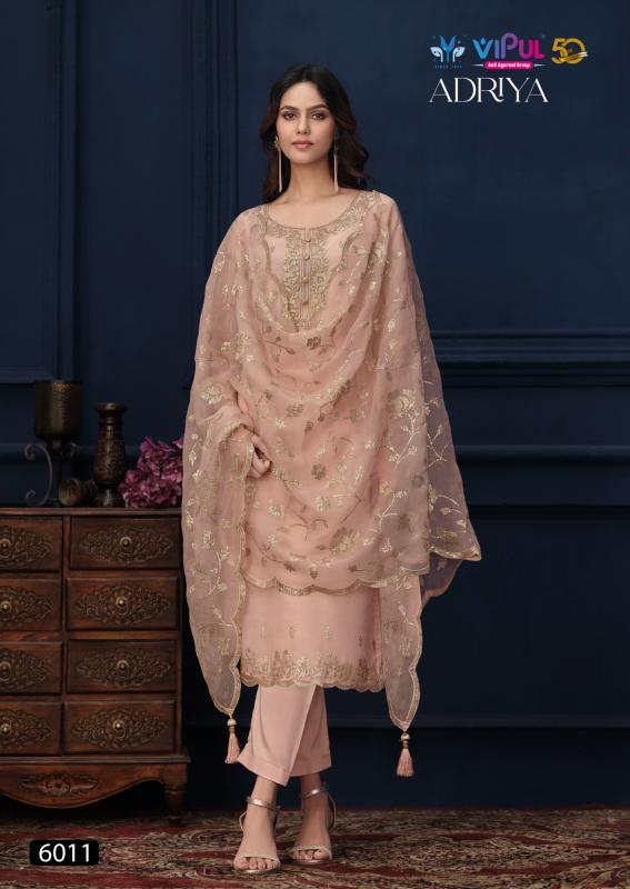 VIPUL ADRIYA Organza Chiffon With Embroidered Work Salwar Kameez Wholesale Catalog