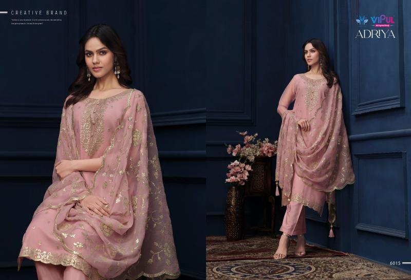 VIPUL ADRIYA Organza Chiffon With Embroidered Work Salwar Kameez Wholesale Catalog