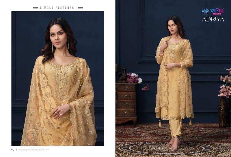 VIPUL ADRIYA Organza Chiffon With Embroidered Work Salwar Kameez Wholesale Catalog