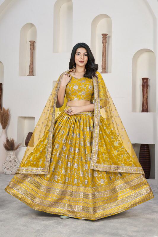 AALISHA VOL – 1 YELLOW 1018 Zari Embodry Lehenga Choli Surat wholesale