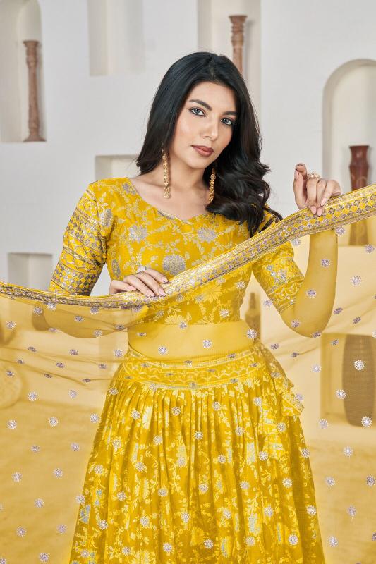 AALISHA VOL – 1 YELLOW 1018 Zari Embodry Lehenga Choli Surat wholesale