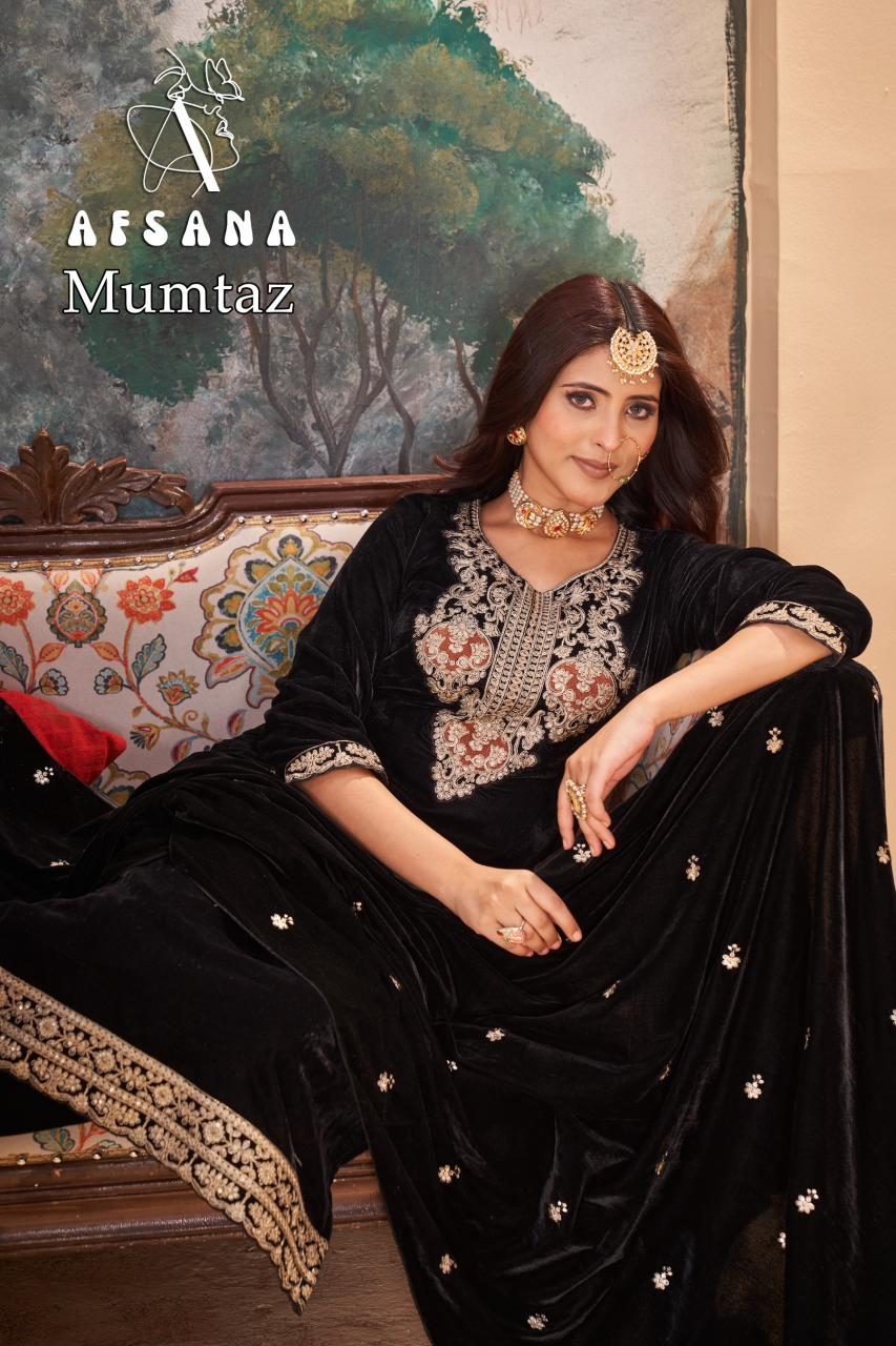 Afsana Mumtaz Velvet Embroidered Pakistani Suits wholesale catalog