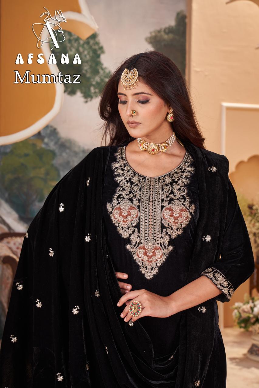 Afsana Mumtaz Velvet Embroidered Pakistani Suits wholesale catalog