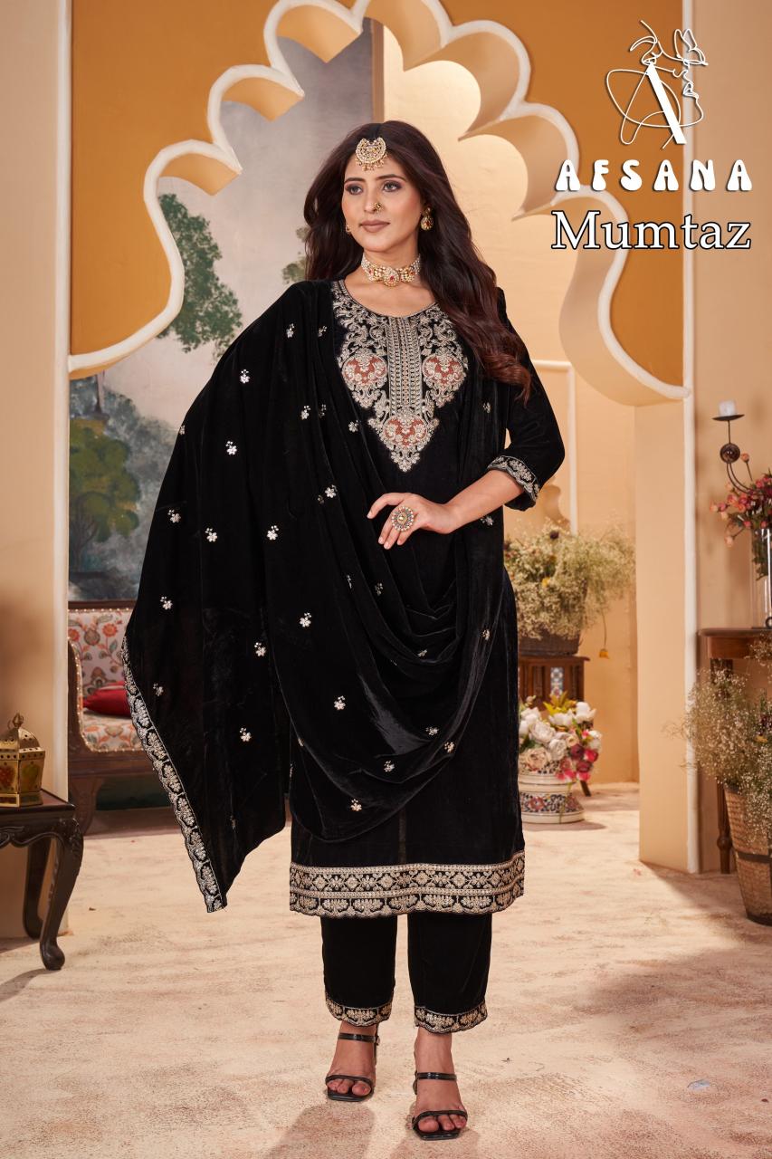 Afsana Mumtaz Velvet Embroidered Pakistani Suits wholesale catalog