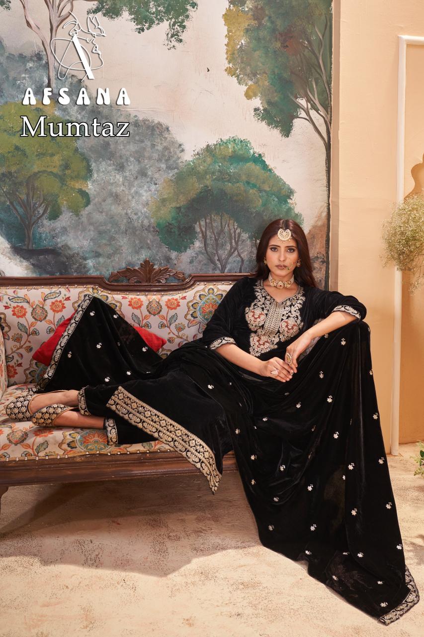 Afsana Mumtaz Velvet Embroidered Pakistani Suits wholesale catalog