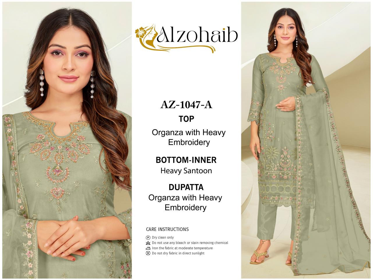 Alzohaib Az 1047 A To D Organza Pakistani Suits Wholesale Catalog