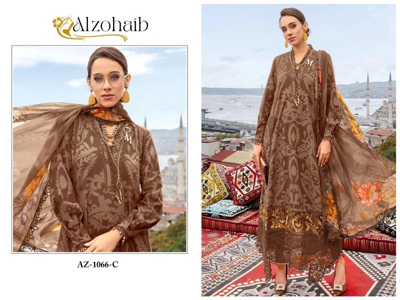 Alzohaib Az 1066 Chiffon Dupatta Pakistani Suits Wholesale Catalog