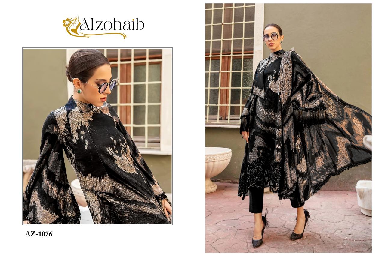 Alzohaib Az 1075 And 1076 Chiffon Dupatta Pakistani Suits Wholesale Catalog