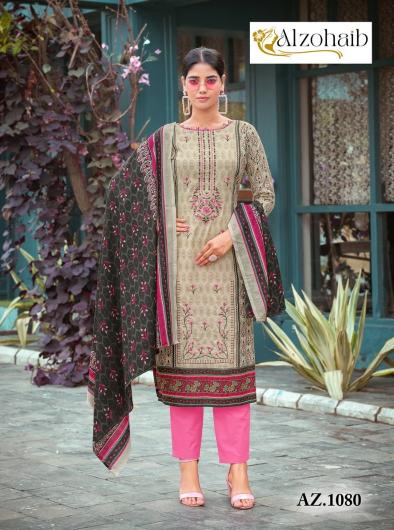 Alzohaib Az 1080 To 1083 Cotton Pakistani Suits Wholesale Catalog