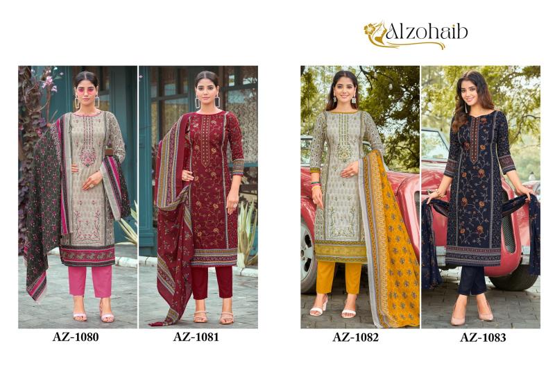 Alzohaib Az 1080 To 1083 Cotton Pakistani Suits Wholesale Catalog