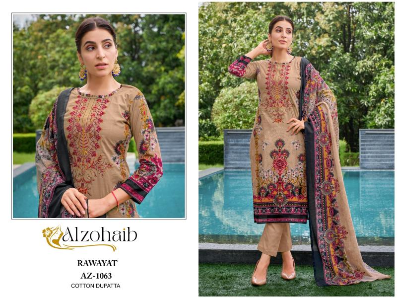 Alzohaib Rawayat Cotton Dupatta Pakistani Suits Wholesale Catalog