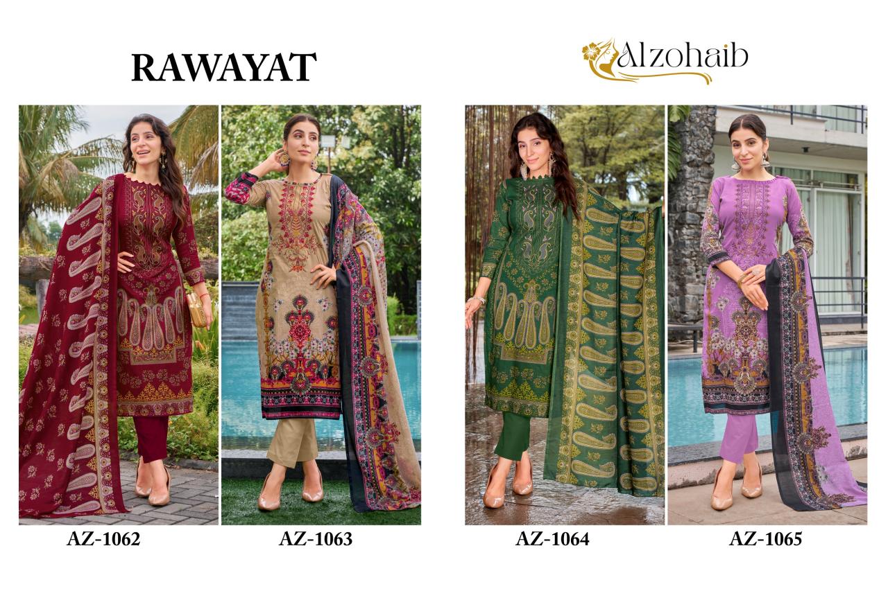Alzohaib Rawayat Cotton Dupatta Pakistani Suits Wholesale Catalog