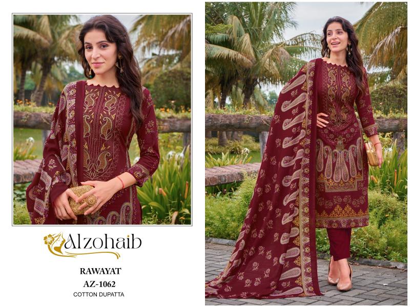 Alzohaib Rawayat Cotton Dupatta Pakistani Suits Wholesale Catalog