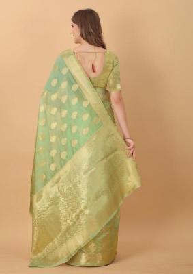 Sabella murthy Green soft Organza Silk Saree Wholesale Catalog