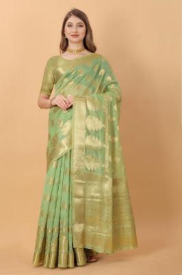 Sabella murthy Green soft Organza Silk Saree Wholesale Catalog