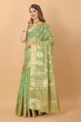Sabella murthy Green soft Organza Silk Saree Wholesale Catalog