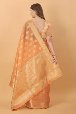 Sabella murthy Orange soft Organza Silk Saree Wholesale Catalog