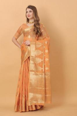 Sabella murthy Orange soft Organza Silk Saree Wholesale Catalog