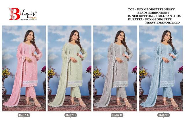 Bilqis B 87 A to D Pakistani Suits Wholesale Catalog