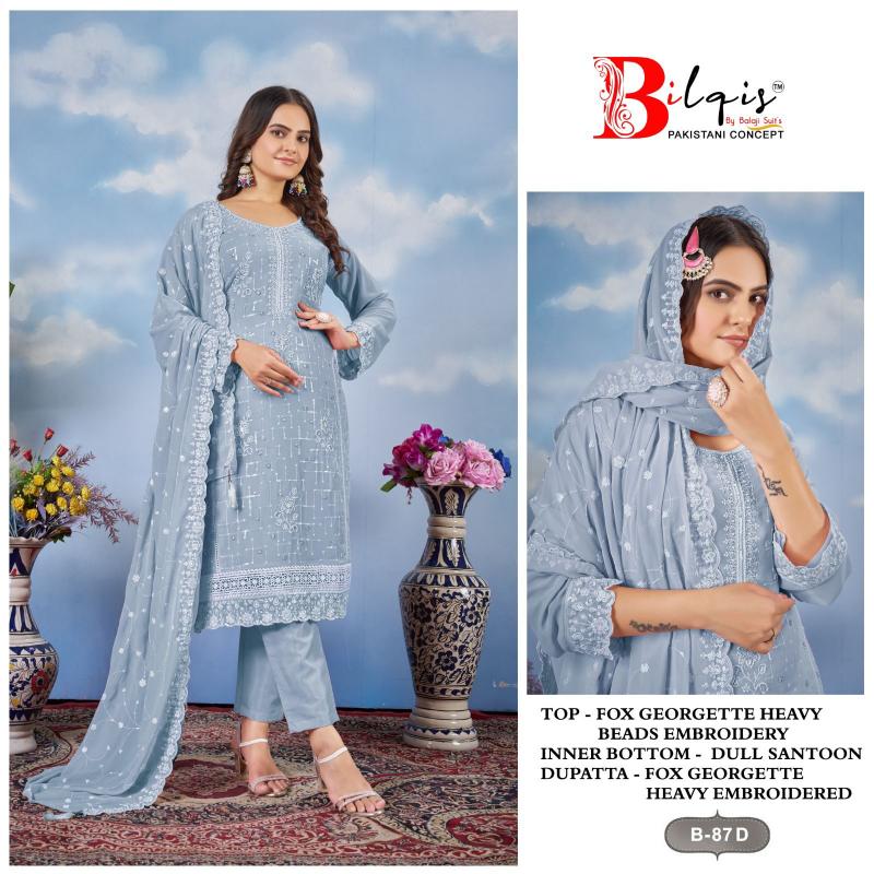 Bilqis B 87 A to D Pakistani Suits Wholesale Catalog
