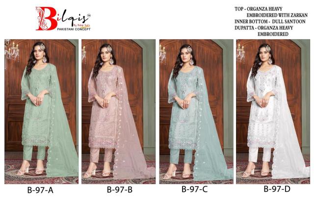 Bilqis B 97 A to D Pakistani Suits Wholesale Catalog