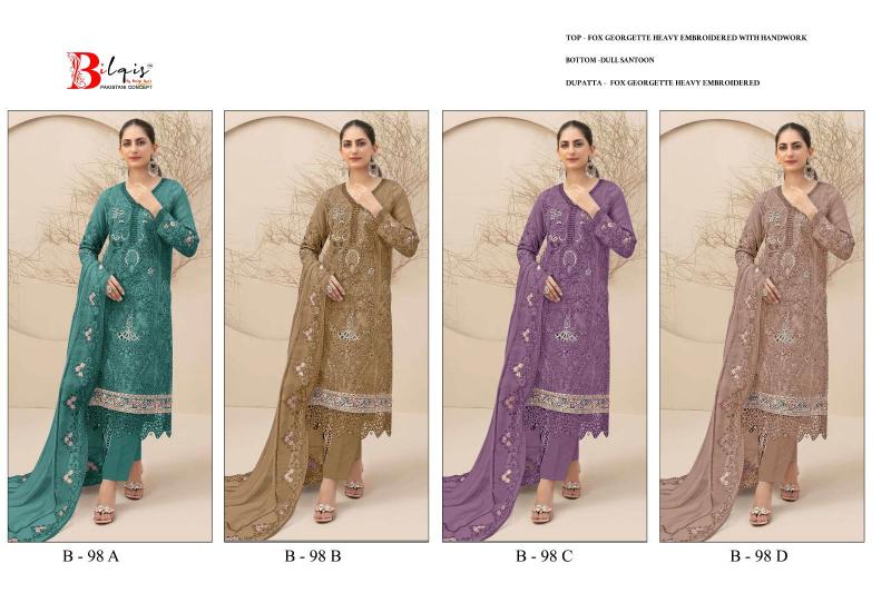 Bilqis B 98 A to D Pakistani Suits Wholesale Catalog