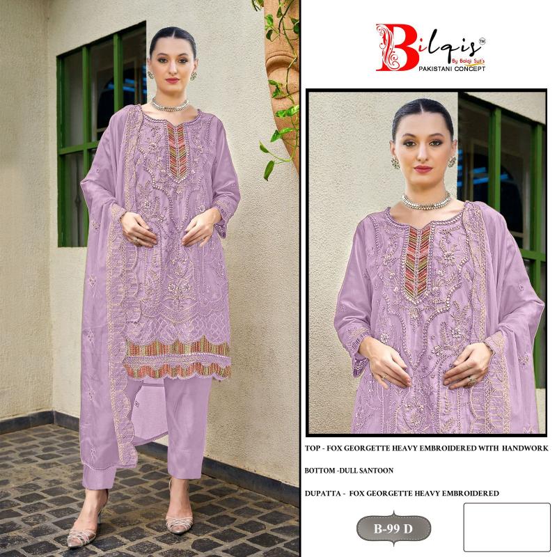 Bilqis B 99 A to D Pakistani Suits Wholesale Catalog