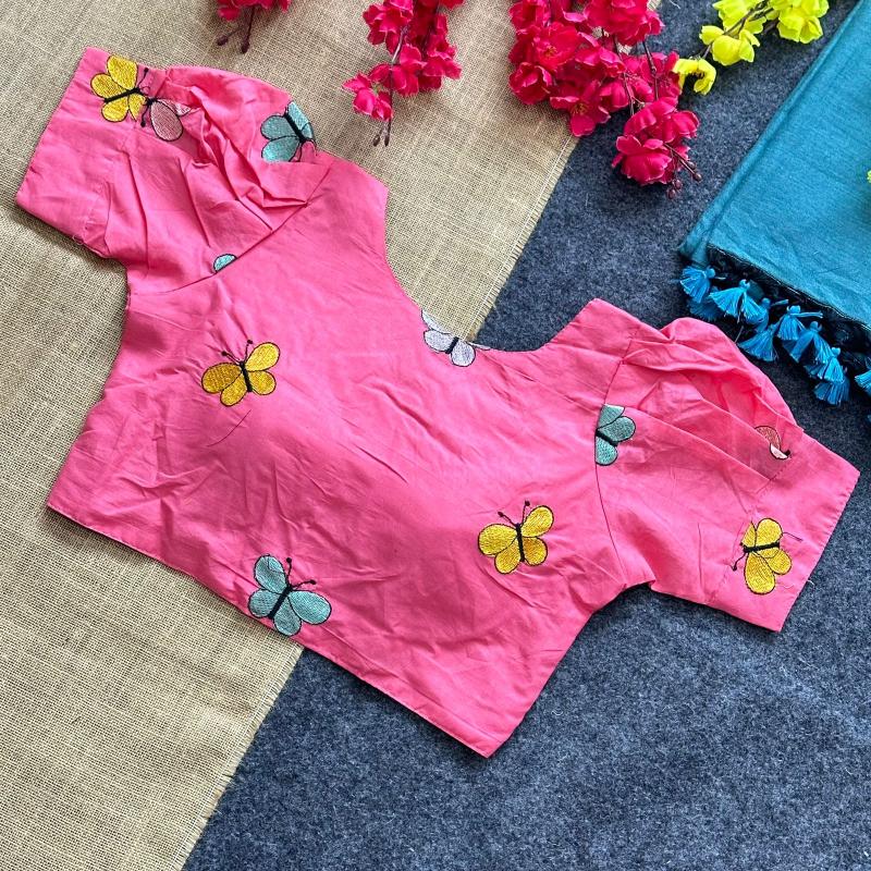 Blousewala Hk6 Khadi cotton saree and khadi Cotton Embrodiary Blouse