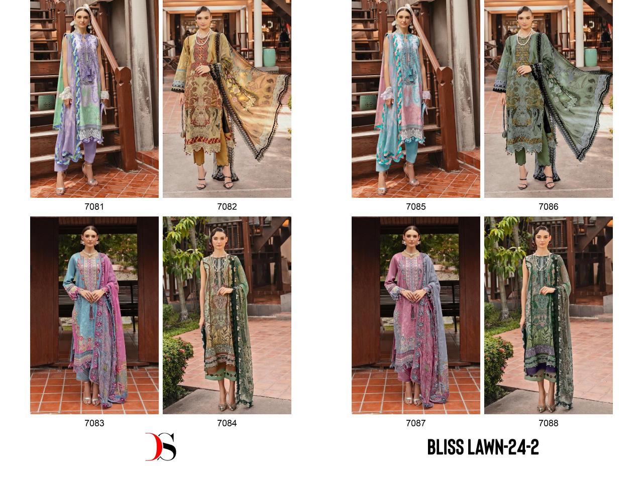 Deepsy Bliss Lawn 24 Vol 2 Cotton Dupatta Pakistani Suits Wholesale Catalog