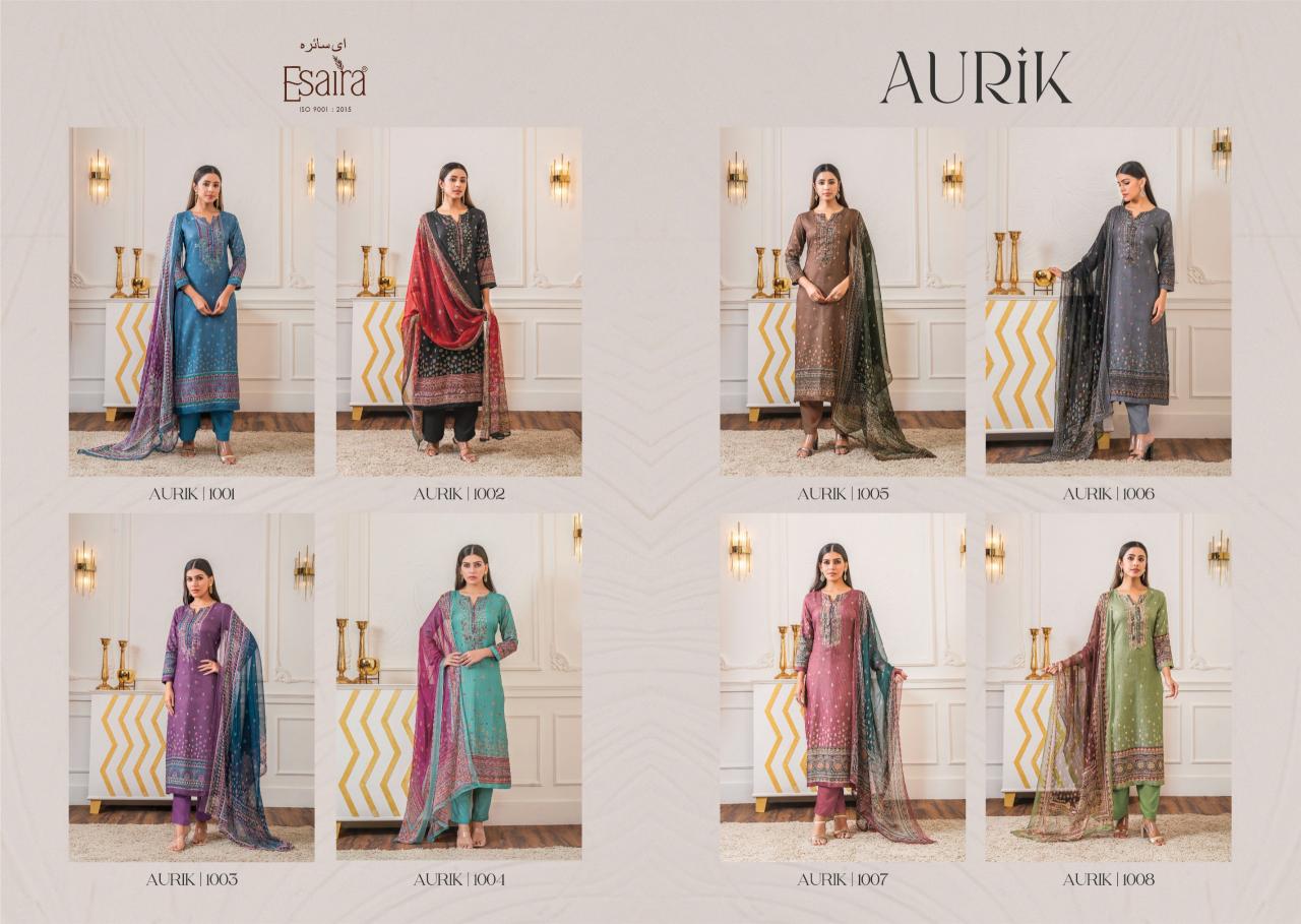 Esaira Aurik Digital Printed Pashmina Salwar Kameez Wholesale Catalog