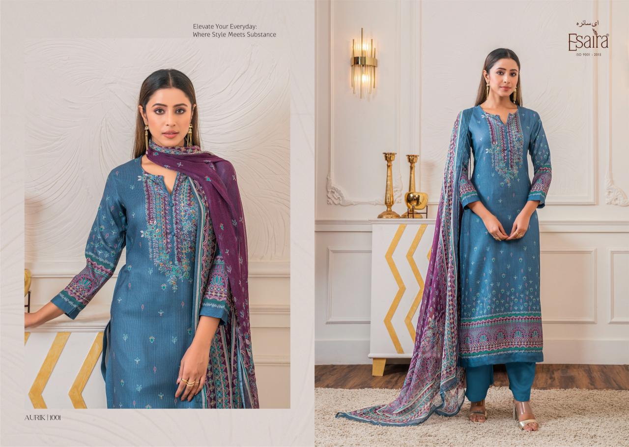 Esaira Aurik Digital Printed Pashmina Salwar Kameez Wholesale Catalog