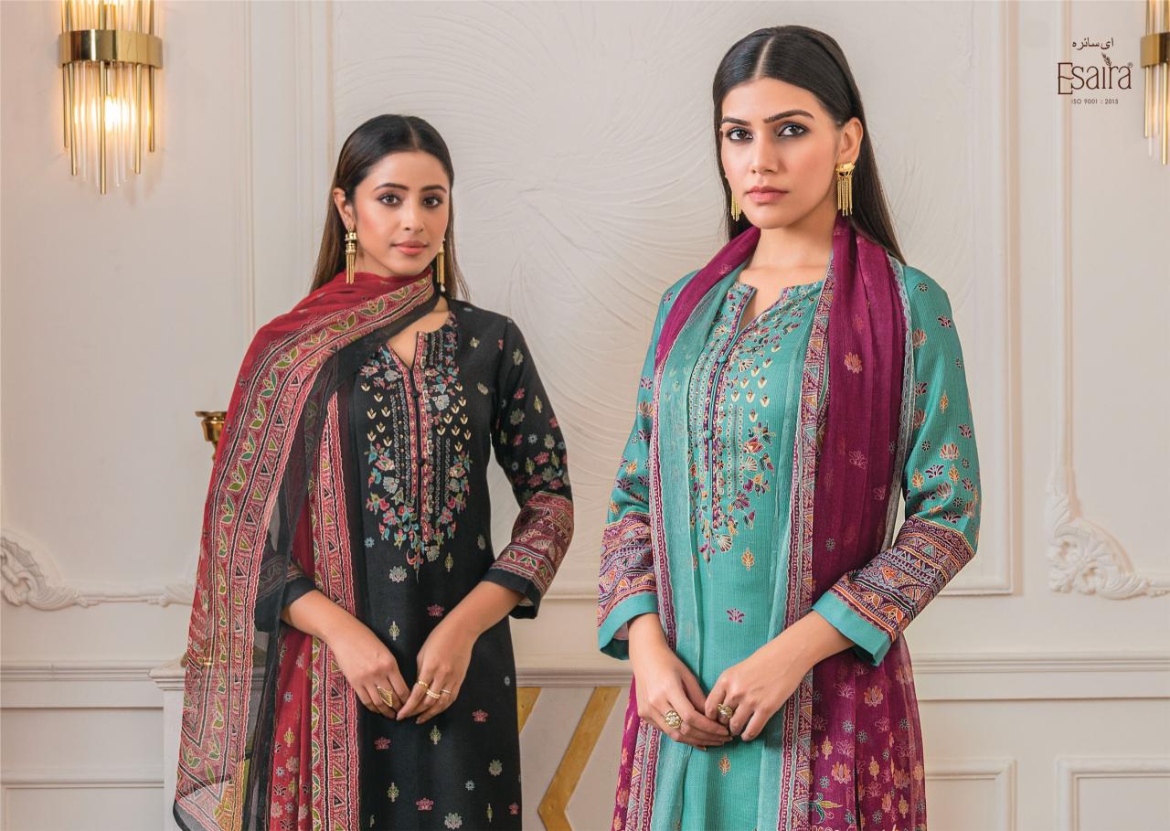 Esaira Aurik Digital Printed Pashmina Salwar Kameez Wholesale Catalog