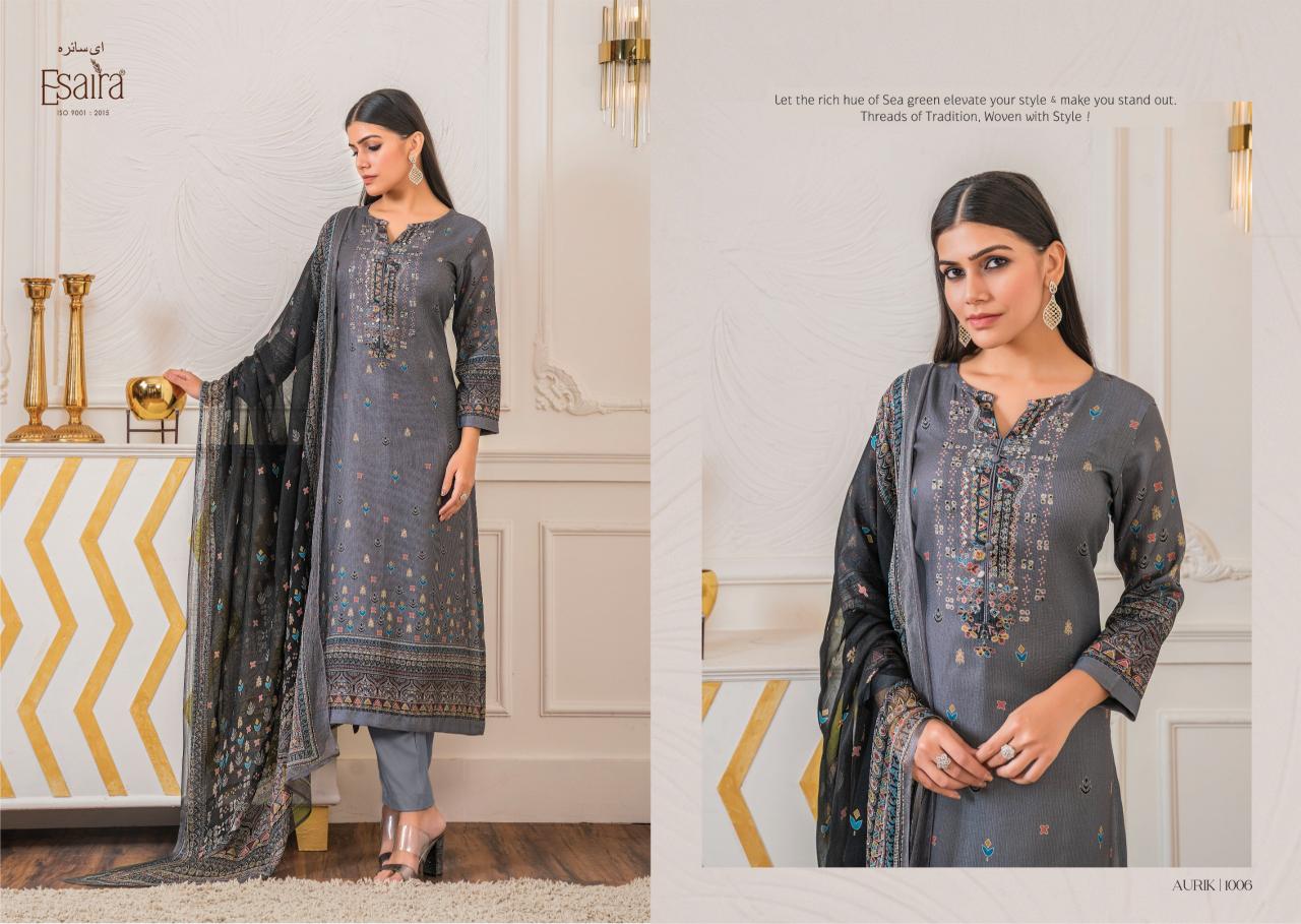 Esaira Aurik Digital Printed Pashmina Salwar Kameez Wholesale Catalog