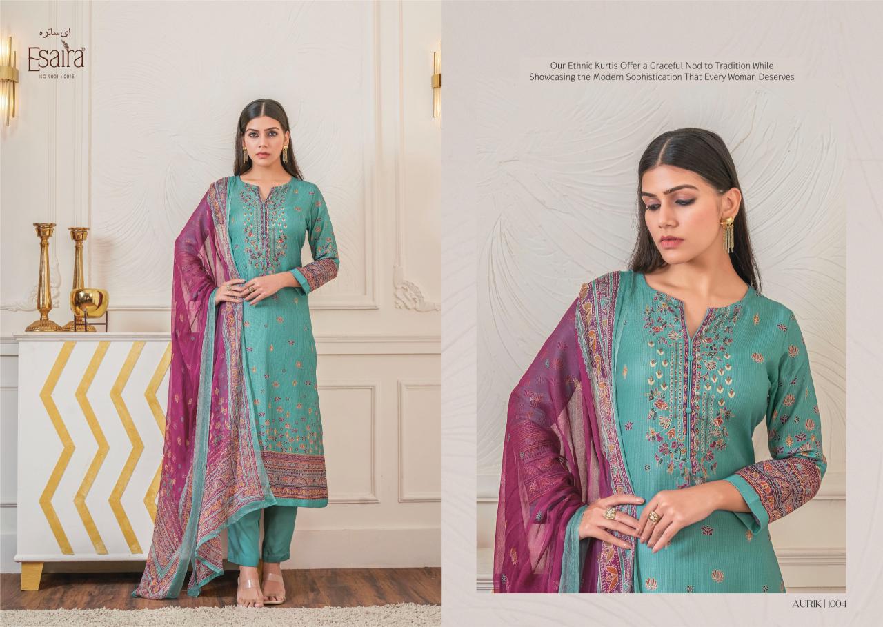 Esaira Aurik Digital Printed Pashmina Salwar Kameez Wholesale Catalog