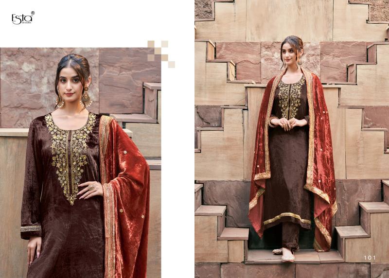 ESTA Naqush Velvet Salwar Kameez Design Wholesale Catalog