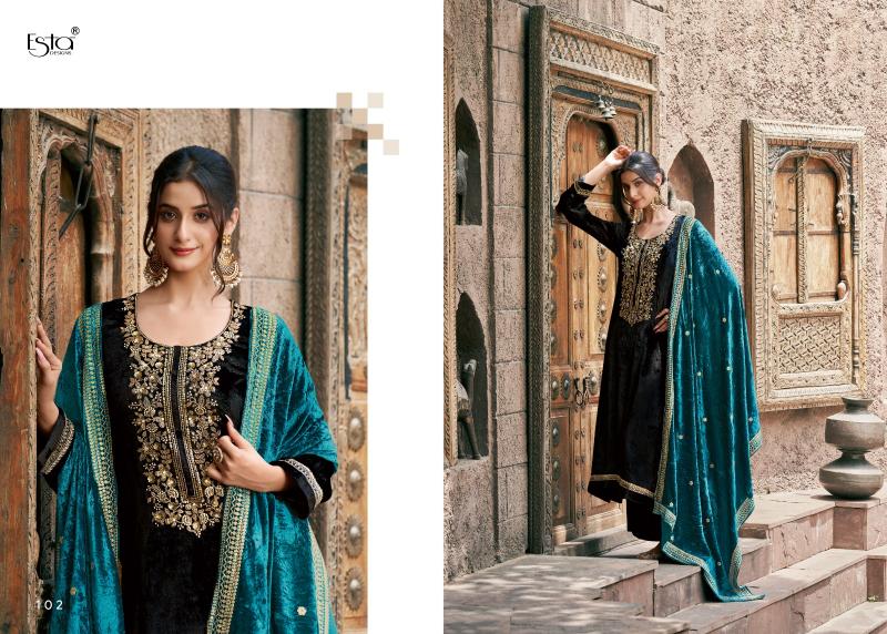 ESTA Naqush Velvet Salwar Kameez Design Wholesale Catalog