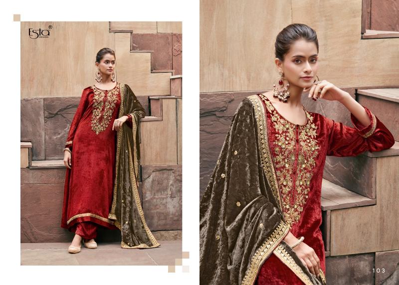 ESTA Naqush Velvet Salwar Kameez Design Wholesale Catalog