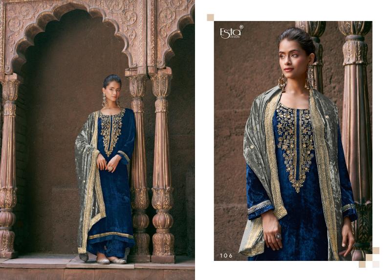 ESTA Naqush Velvet Salwar Kameez Design Wholesale Catalog