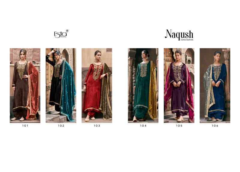 ESTA Naqush Velvet Salwar Kameez Design Wholesale Catalog