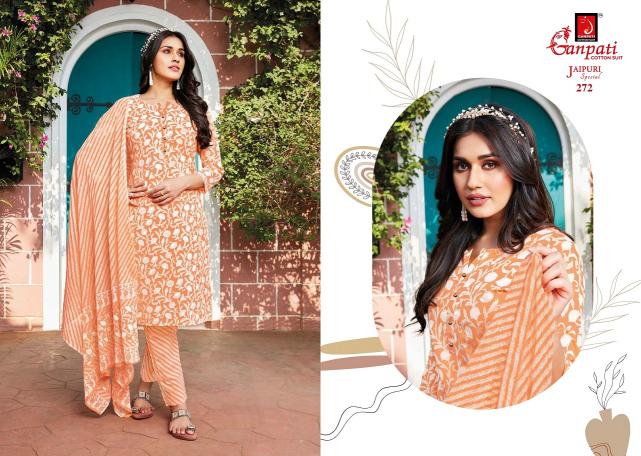 Ganpati Jaipuri Vol-12 – Kurti Pant With Dupatta - Wholesale Catalog