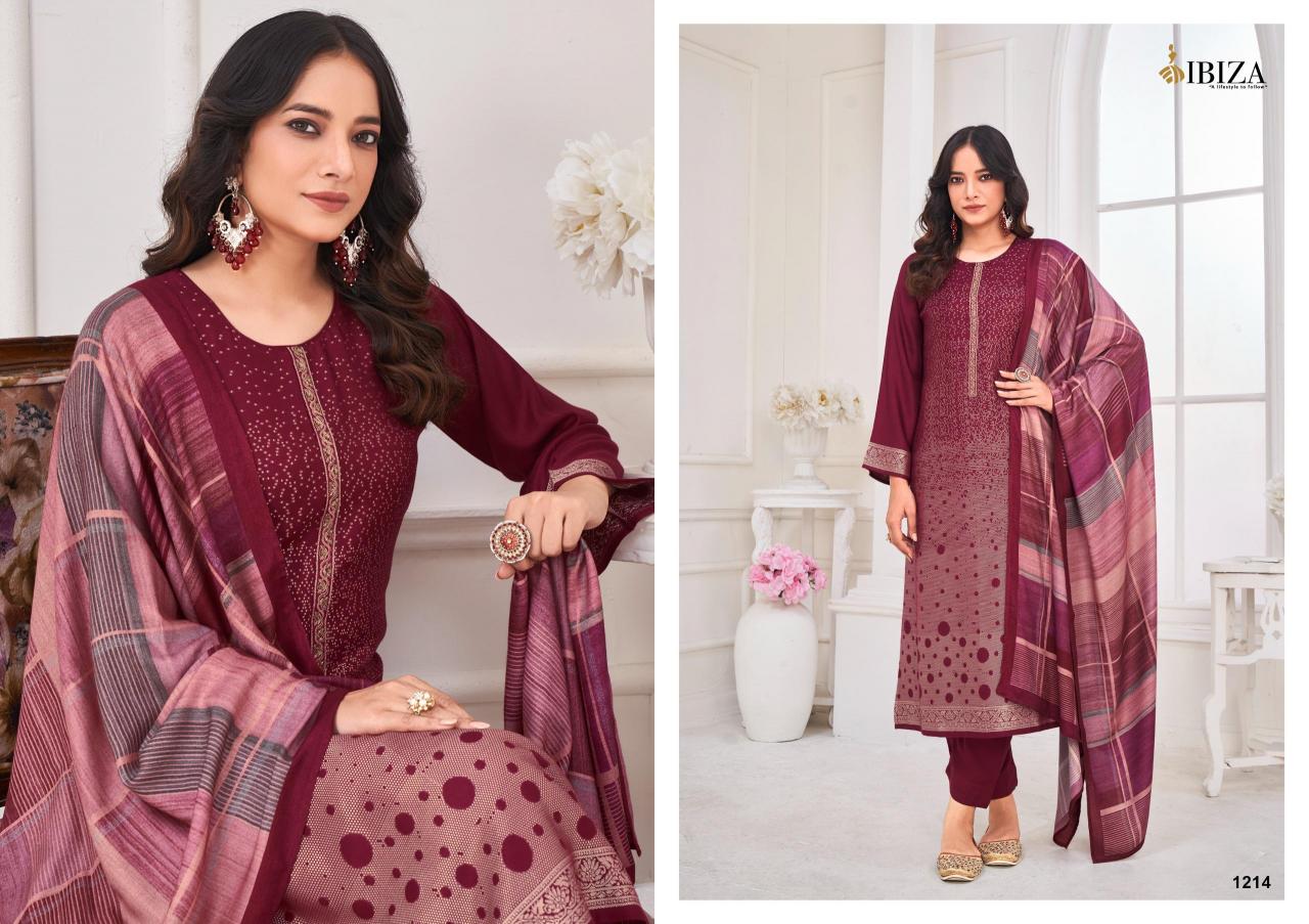 Ibiza Lavender Viscose Pashmina Jacquard With Handwork Salwar Kameez Wholesale Catalog