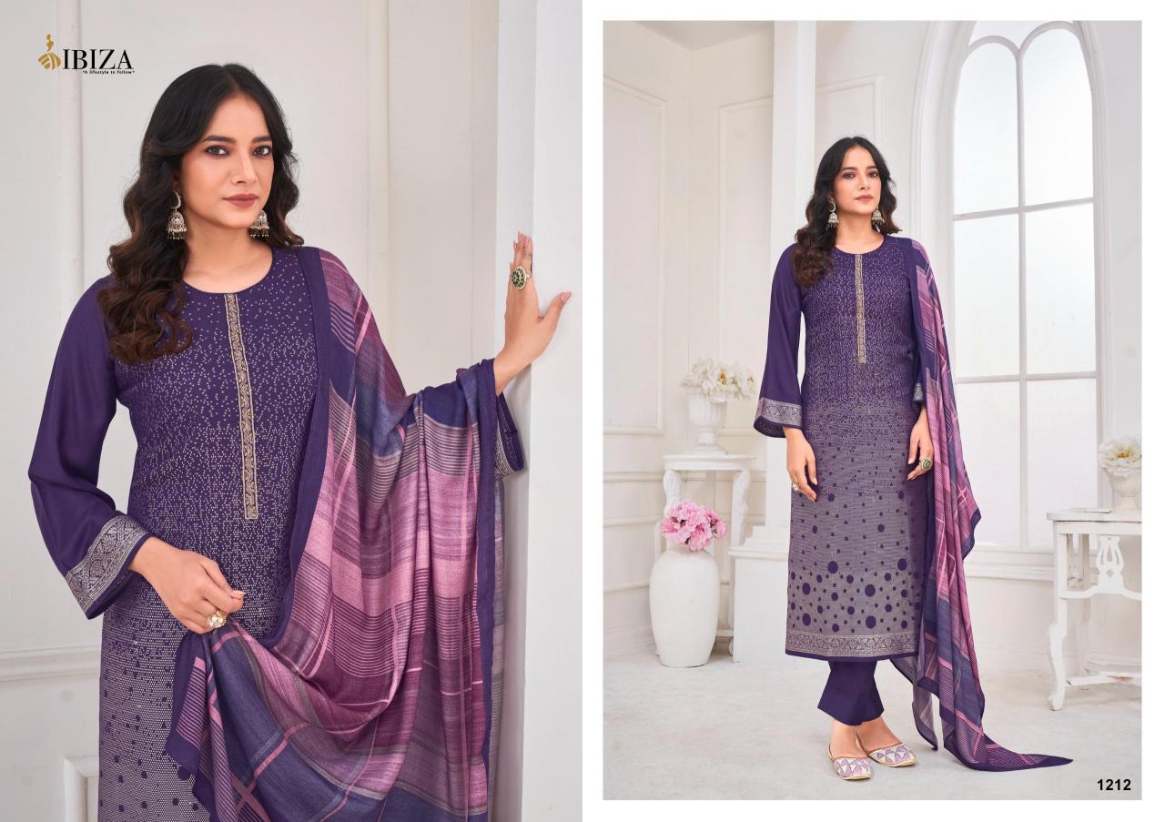 Ibiza Lavender Viscose Pashmina Jacquard With Handwork Salwar Kameez Wholesale Catalog