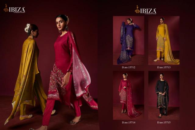 Ibiza Petals Pashmina Digital Printed Salwar Kameez Wholesale Catalog